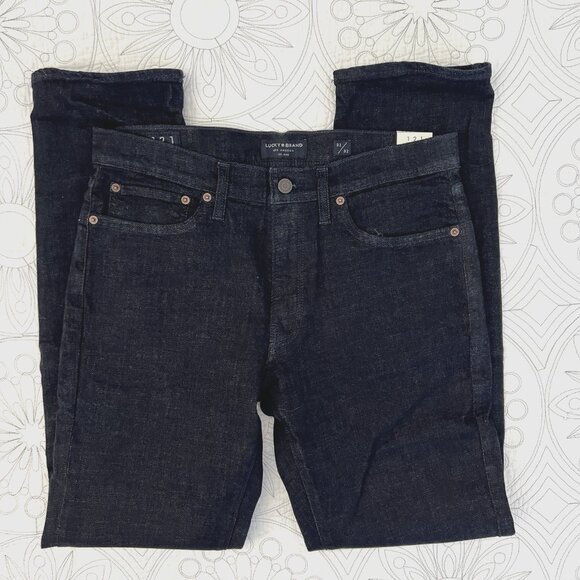 LUCKY BRAND Blue Dark Wash 121 Slim Straight Jeans 32x32 Stretch Denim Nordstrom - Picture 1 of 7